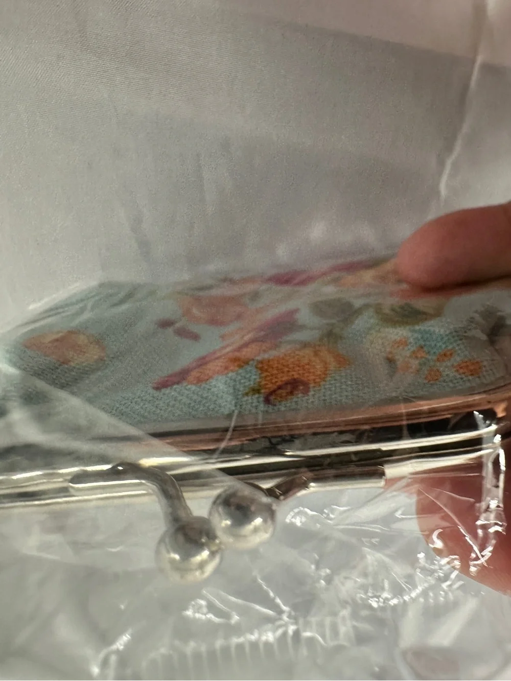 New turquoise floral coin pouch